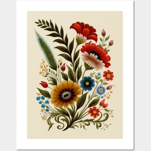 Folk Art Pressed Flowers Posters and Art